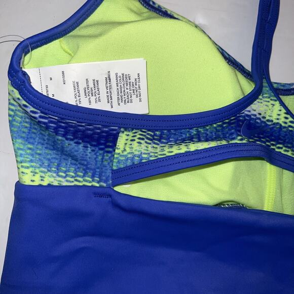 Nike Swim Top NESS57228 Size M Blue Volt Neon Yellow Bikini Sport Bra NWT - Picture 8 of 14